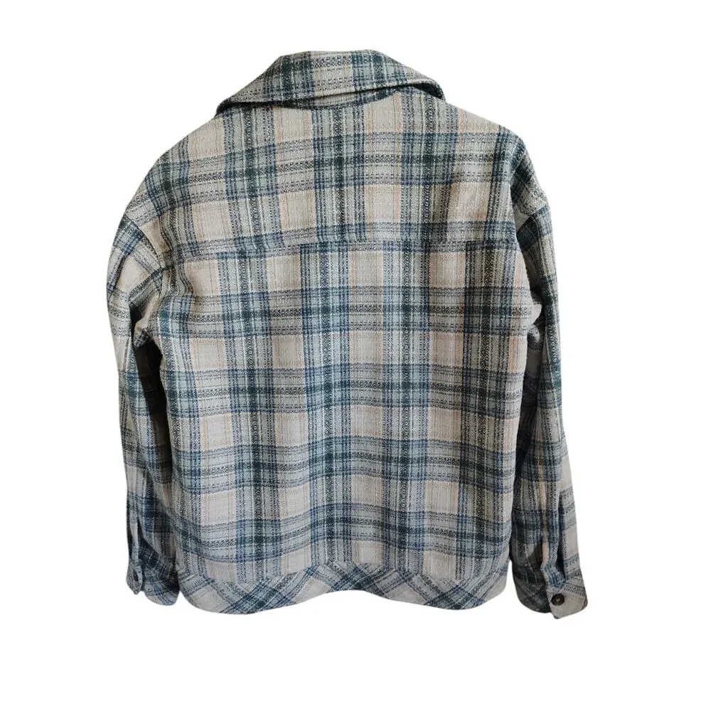 Boston Traders Plaid Jacket Blue Womens Size Small